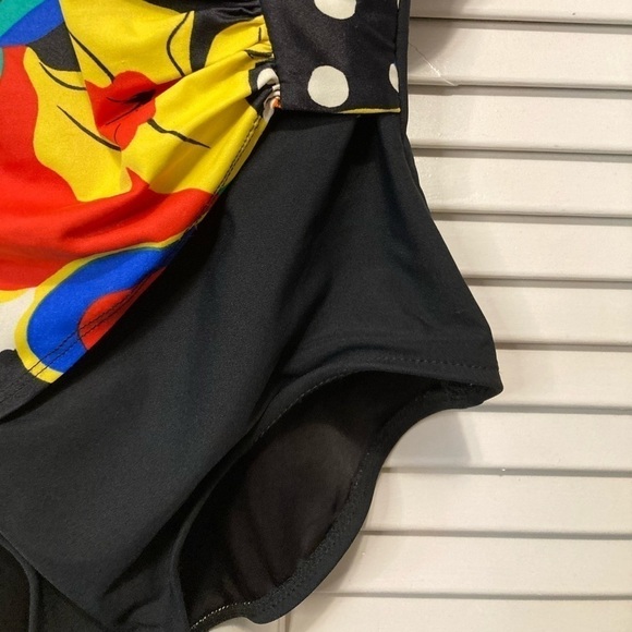 The Slimsuit Vintage Black Bright Abstract Floral Print One Piece Swimsuit 14 - Picture 4 of 12